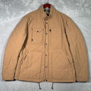 Relwen Jacket Mens 2XL Beige Quilted Tanker Full Zip Insulated Snap Front Lined